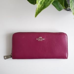 Coach Magenta Large Zip Around Wallet